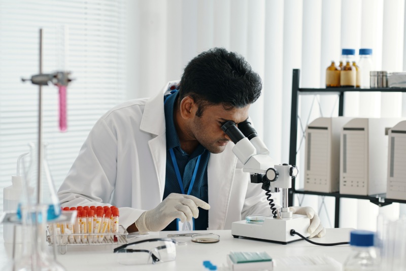 Scientist analysing materials