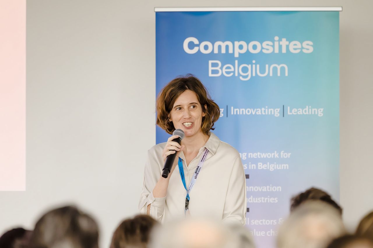 Linde De Vriese speaking at Composites Belgium