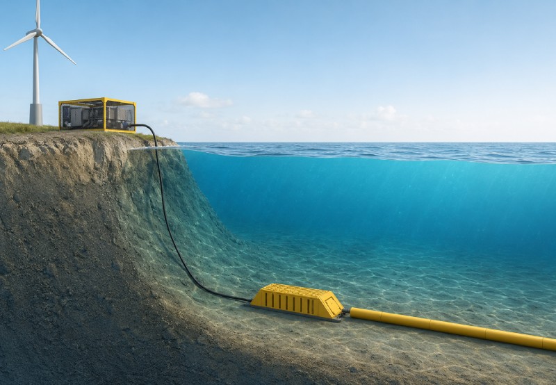 Technical design drawing of FLASC’s hydropneumatic energy storage system.