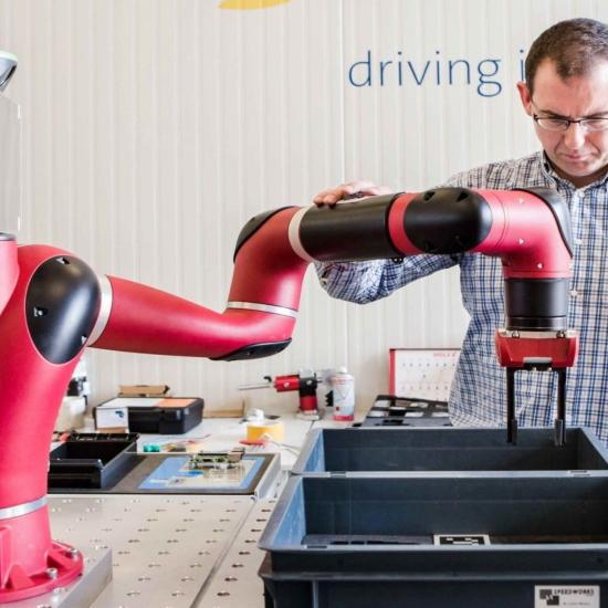 DIH2 project mobile robots for production logistics cobots
