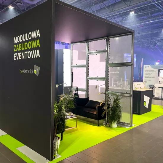 Exibition booth of BEMATRIX on a fair treated with a removable coating of the PEELDESIGN project