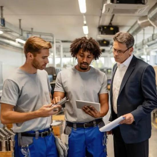Young team engineers