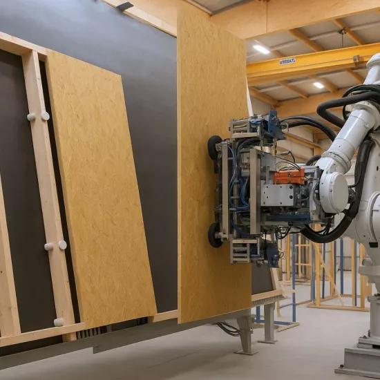 Werkplaats voor de prefabricage van renovatiepanelen