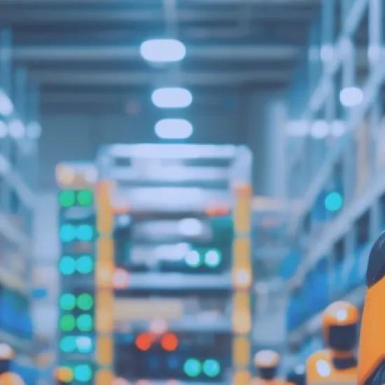Humanoid robots working in a factory