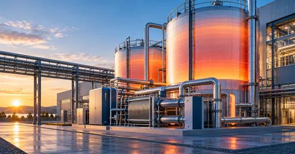 Energy Storage bij zonsondergang