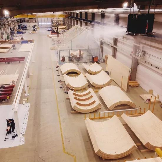 houten toren voor windturbine, fabriek