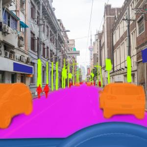 Computer vision with semantic segmentation of road and street ojects 